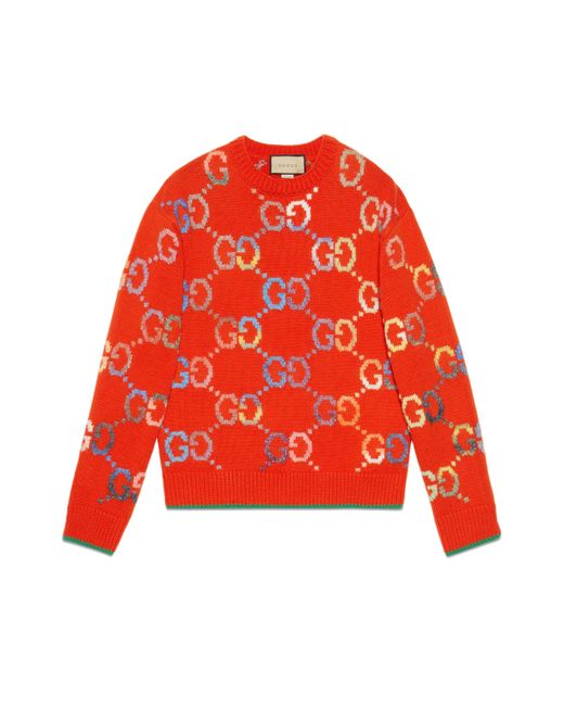 Gucci GG Wool Jacquard Jumper in Orange 