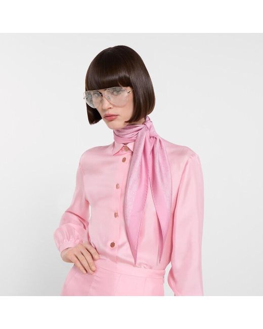 Gucci Pink Printed Silk Twill Diamond Scarf