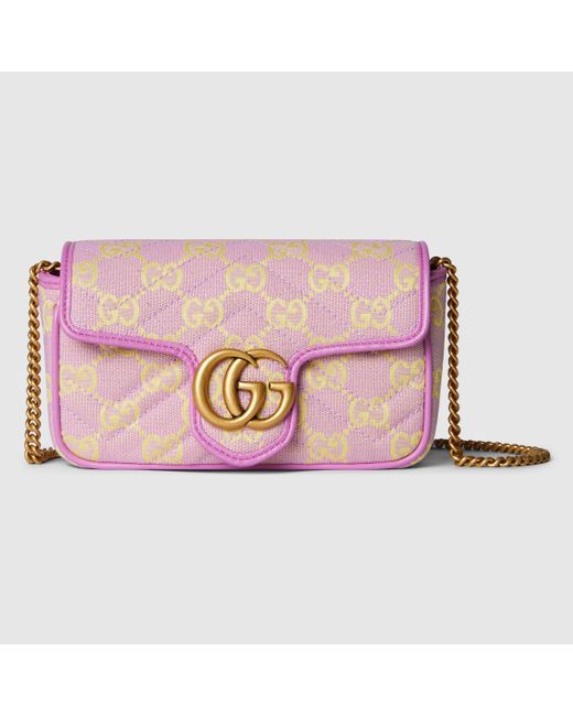 Gucci GG スーパーミニ ショルダーバッグ, ピンク, GGキャンバス Pink