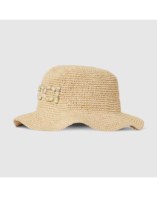 Gucci Natural Straw Hat With Patch