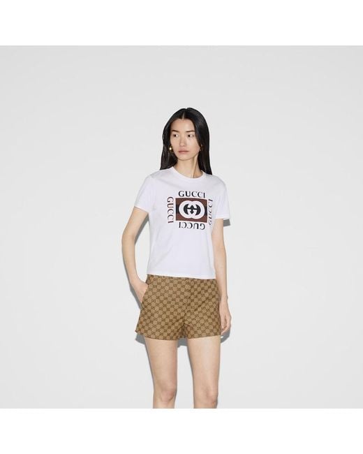 Gucci White Cotton Jersey T-shirt With Print