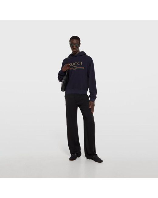 Gucci Blue Cashmere Blend Sweatshirt With Print for men