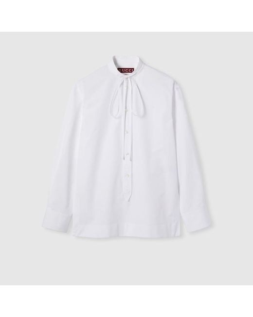 Gucci エンブロイダリー付き コットンポプリン シャツ, ホワイト, ウェア White
