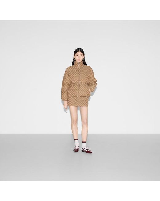 Gucci Brown Gg Canvas Bomber Jacket