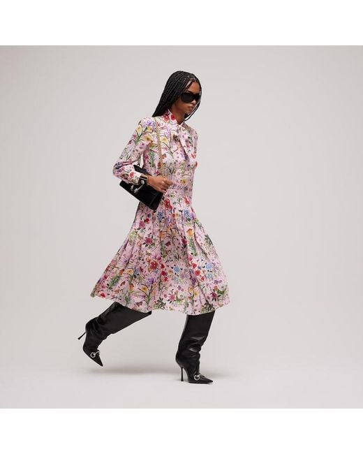 Gucci Pink Printed Silk Chemisier Dress, Size 50 It, Ready-To-Wear