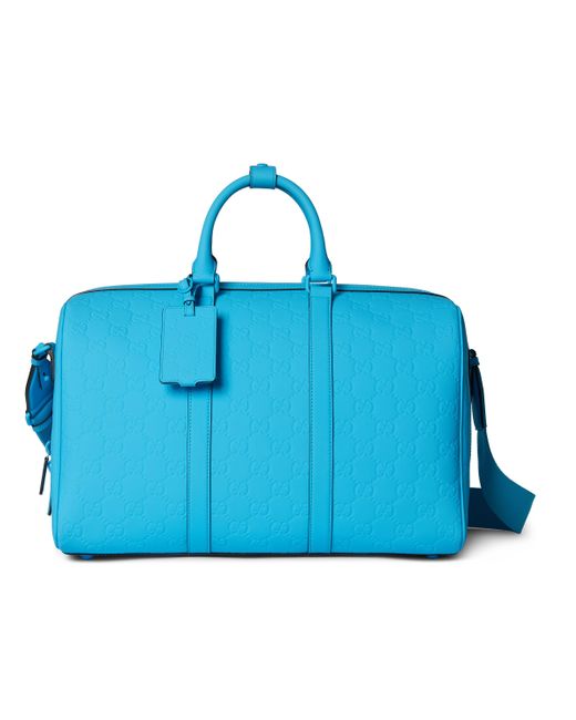 Gucci Blue GG Rubber-effect Medium Duffle Bag for men