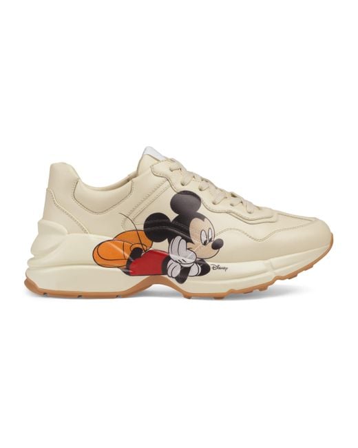 Gucci White Women's X Disney Mickey Mouse Rhyton Leather Mid-top Trainers