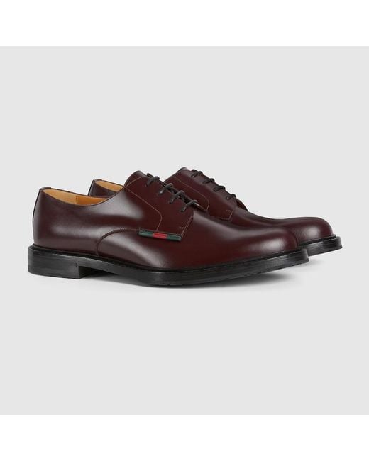 Chaussures À Lacets Avec Bande Web En Cuir Pour Homme, Taille Gucci pour homme en coloris Brown