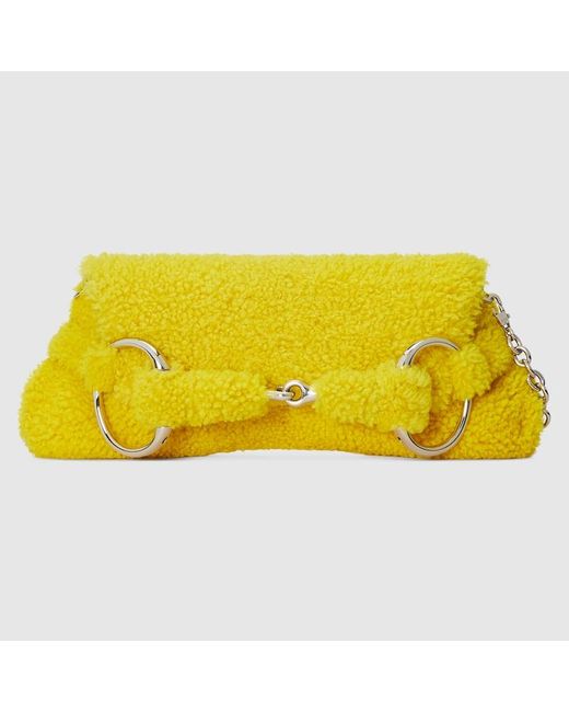 Gucci Yellow Horsebit Chain Medium Shoulder Bag
