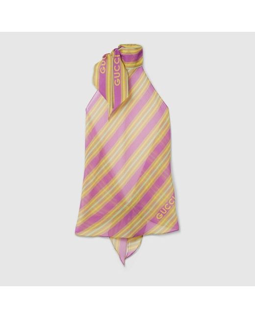 Gucci Pink Self-tie Silk Top