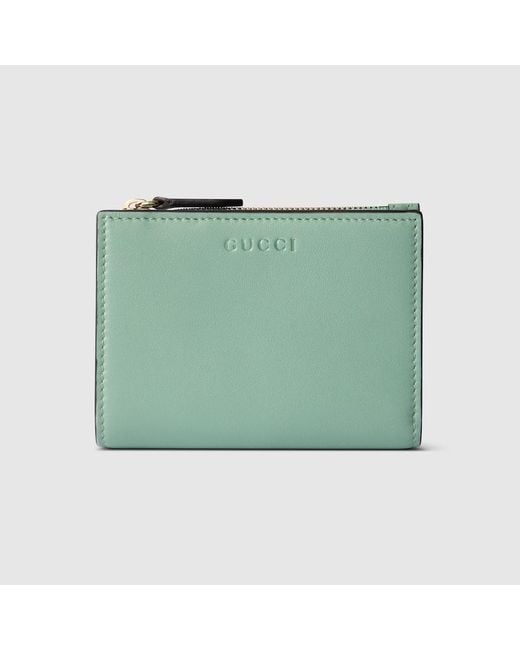Gucci Green Gg Emblem Medium Zip Wallet