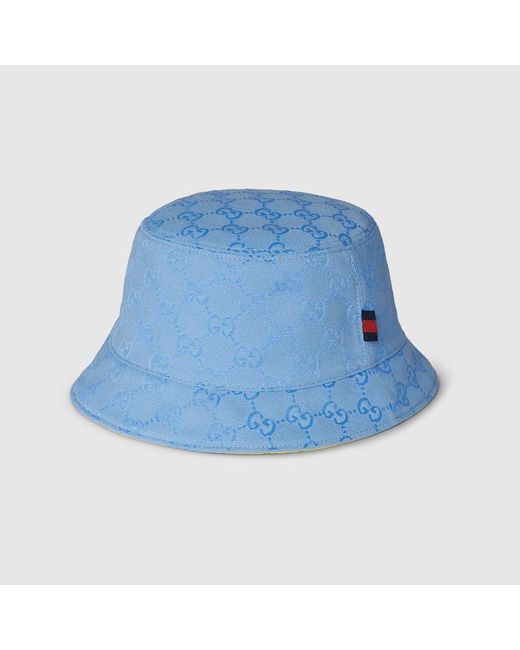Gucci Blue GG Canvas Reversible Bucket Hat