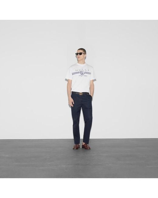 Camiseta de Algodón y Estampado Gucci de hombre de color White