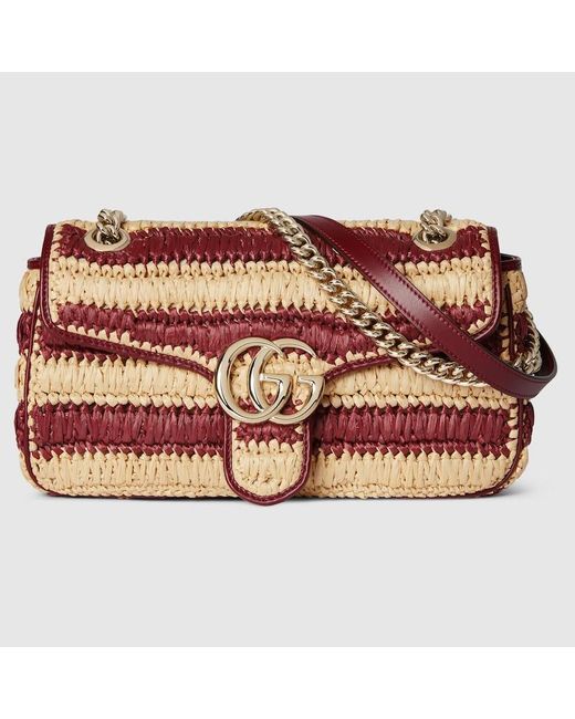 Gucci Pink Gg Marmont Woven Medium Shoulder Bag