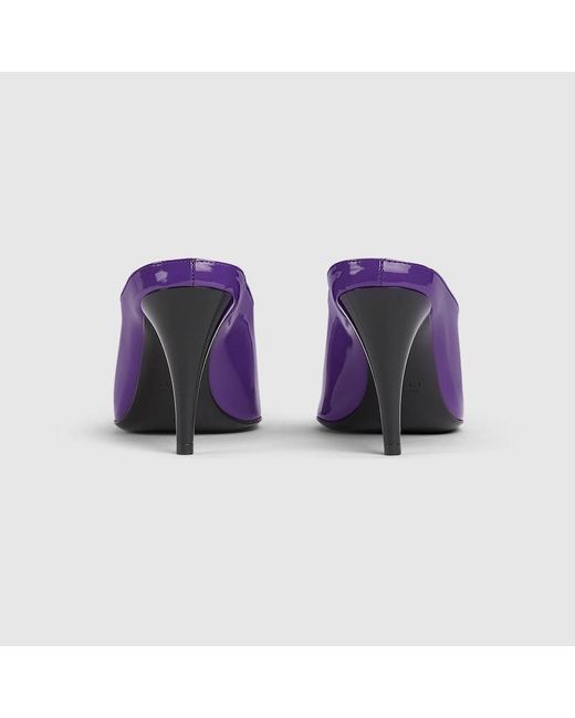 Gucci 〔グッチ 97〕ウィメンズ ヒール ミュール, パープル, レザー Purple