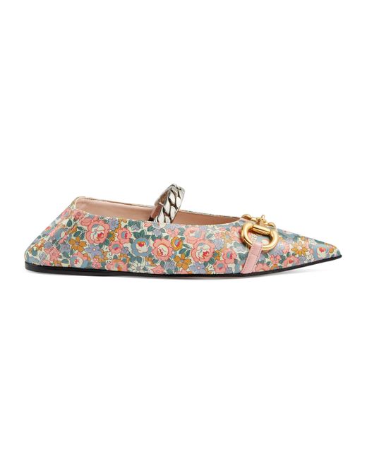 Gucci Pink Liberty Online Exclusive Floral Ballet Flat