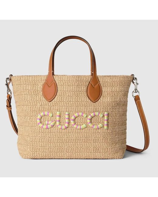 Gucci Metallic Small Tote Bag With Patch