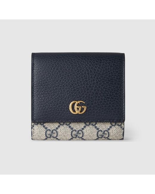 Gucci ダブルG バイカラー ミディアム ウォレット, ブルー