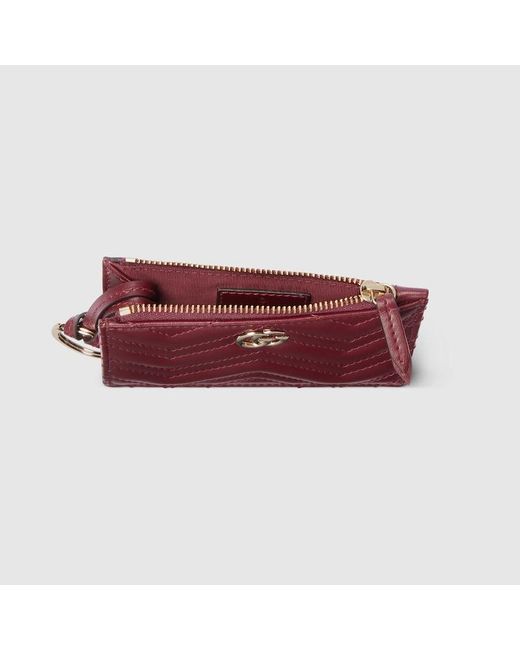 Gucci Red Gg Marmont Zip Key Pouch