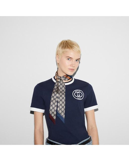 Gucci Red Heritage Print Silk Ribbon