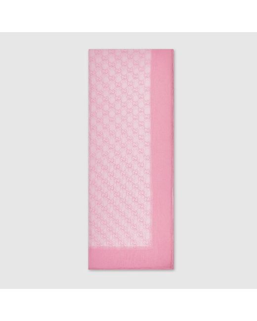 Gucci Pink Printed Silk Chiffon Stole