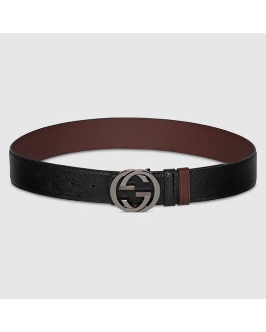 Gucci Brown Reversible Belt With Interlocking G Buckle, Size 100 for men