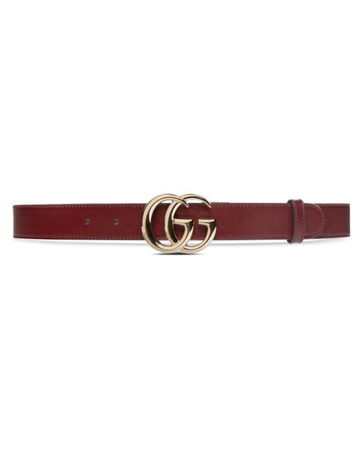 Gucci Red GG Marmont Thin Belt