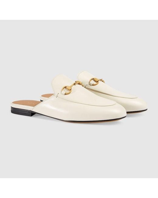 Gucci White Princetown Leather Backless Loafer