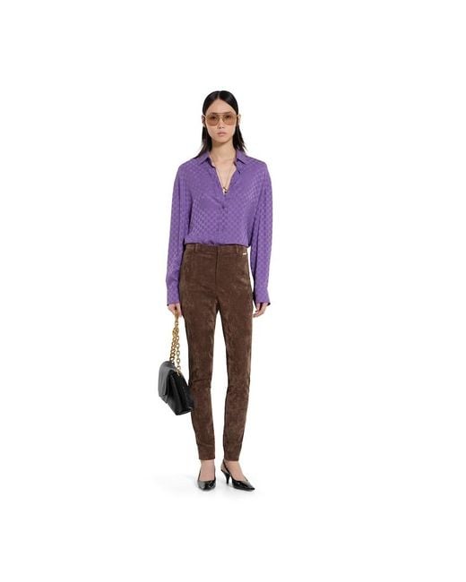 Gucci Purple Gg Silk Jacquard Oversize Shirt