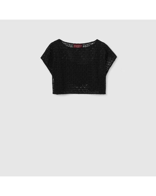 Top De Macramé Con Gg, Talla Gucci de color Black