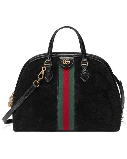Gucci Black Ophidia Suede Dome Satchel