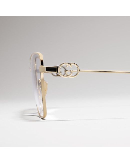 Gucci Metallic Square Optical Frame