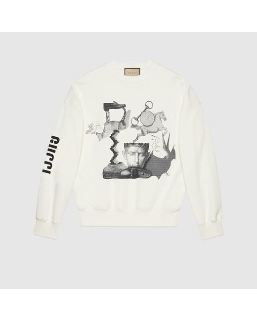 Gucci White Heritage Print Cotton Sweatshirt for men