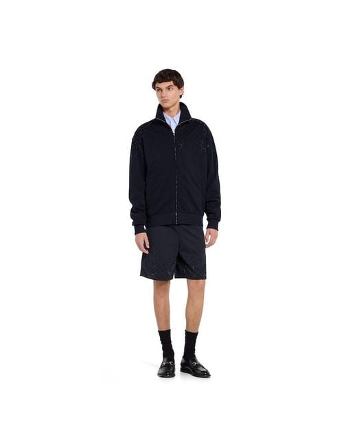 Gucci Blue Technical Jersey Zip Jacket With Crystals for men