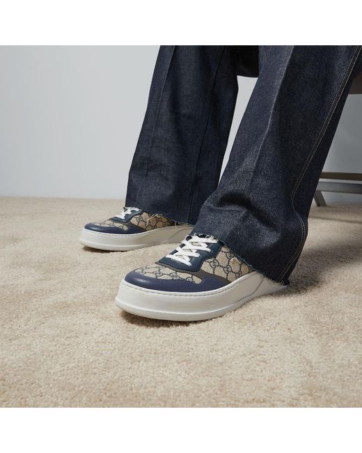 メンズ Gucci メンズ GG スニーカー, ブルー, GGキャンバス Blue