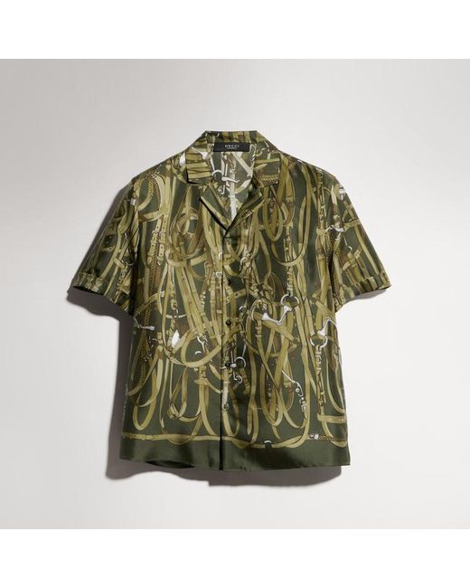 Gucci Green Printed Silk Bowling Shirt for men