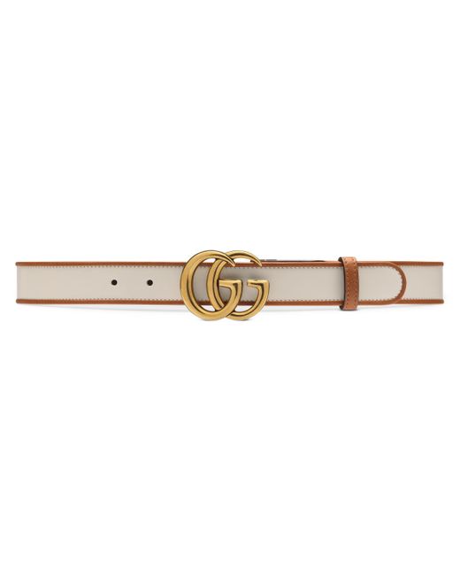 Gucci gg Marmont Thin Belt in White | Lyst