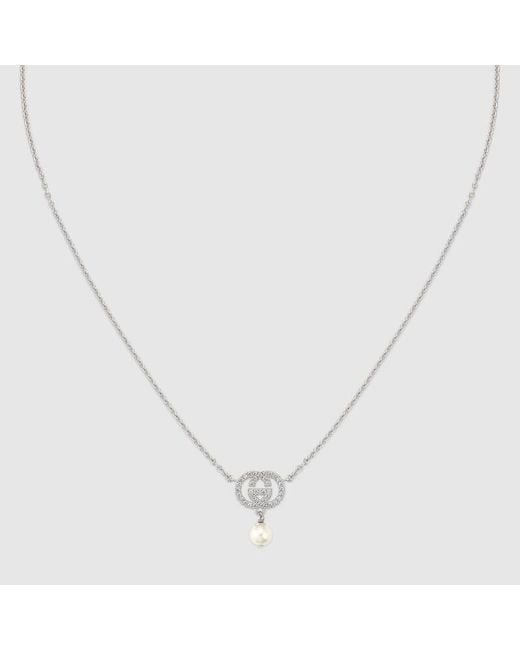 Gucci Metallic Crystal And Pearl Necklace