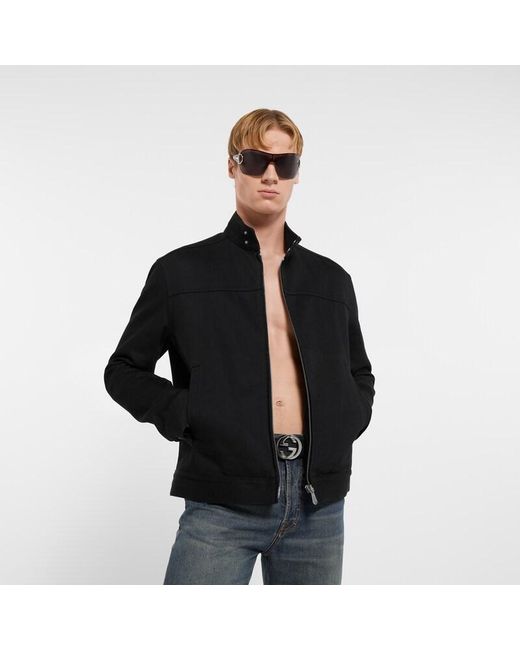 Gucci Black Cotton Denim Jacket With Horsebit for men