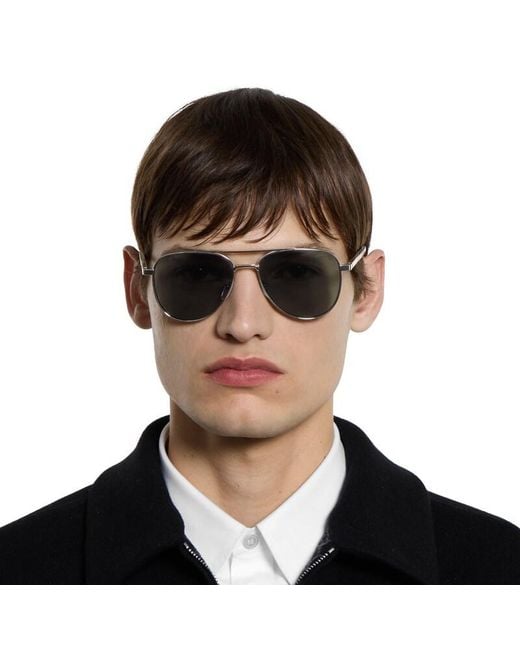 Gucci Gray Aviator Frame Sunglasses for men