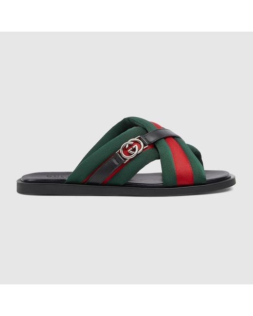 Gucci Black Web Sandal With Interlocking G for men