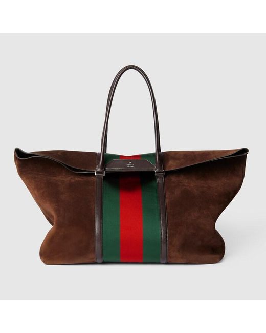 Gucci Red Medium Duffle Bag With Web for men