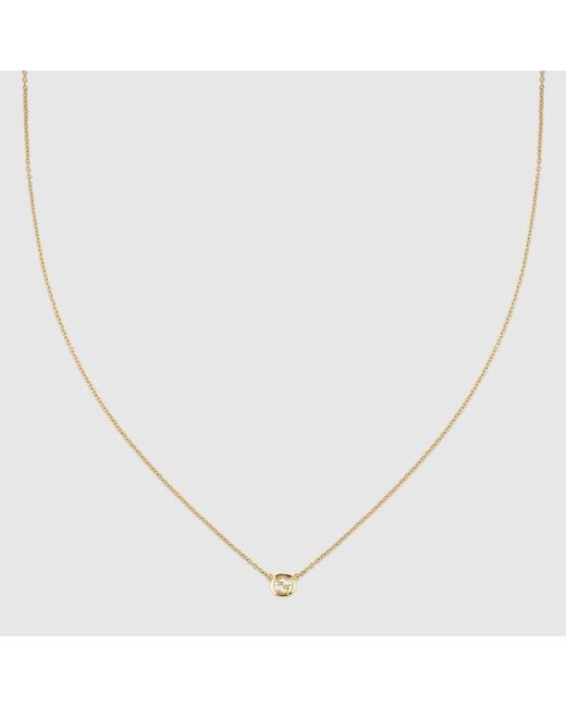 Gucci Metallic Interlocking 18K Pendant Necklace