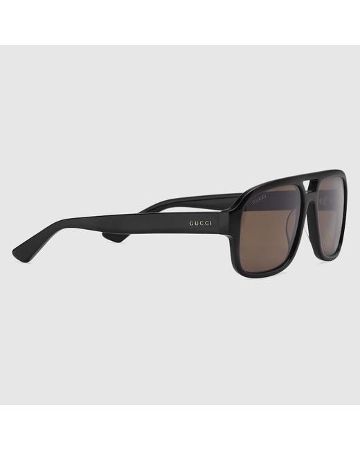 Gucci Brown Navigator Frame Sunglasses for men