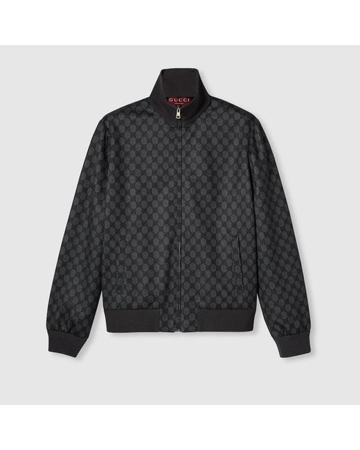 Gucci Black Printed Technical Jersey Zip Sweatshirt