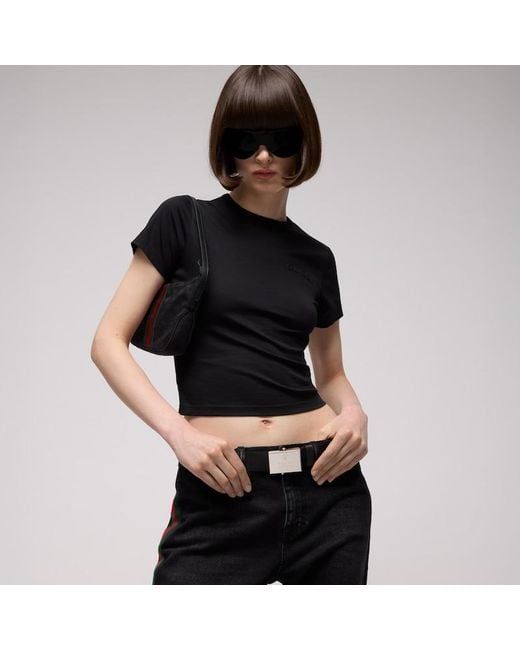 Gucci Black Belt With Rectangular Buckle, Size 100 for men