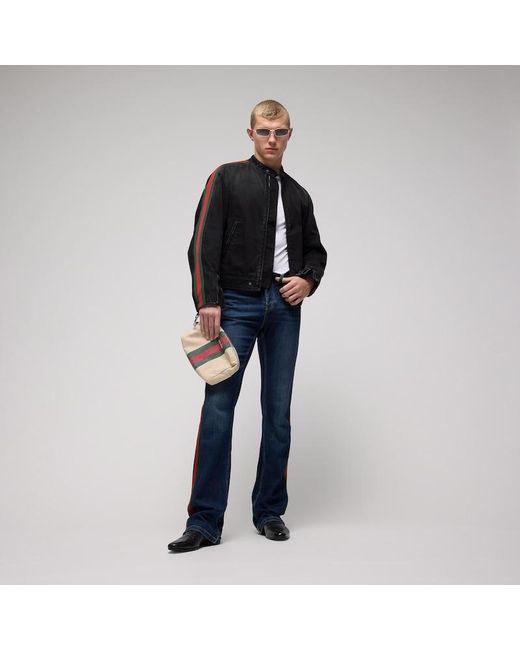 Gucci White Positano Small Pouch, Fabric for men