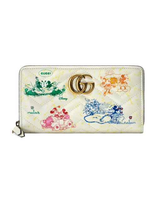 Gucci White Online Exclusive Disney X GG Marmont Zip Around Wallet