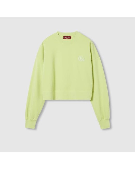 Gucci エンブロイダリー コットンジャージー スウェットシャツ, グリーン, ウェア Green
