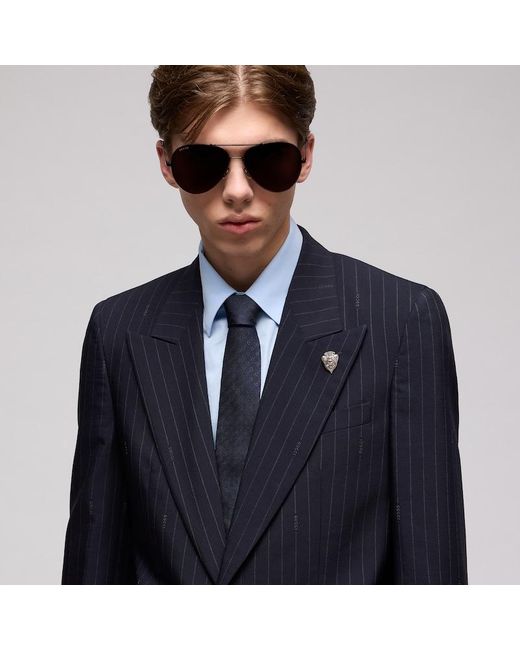 Gucci Blue Horsebit Silk Jacquard Tie for men
